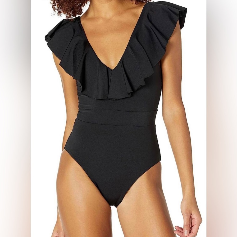 Trina Turk Women's Swimsuit Atlas Ruffle Plunge One Piece